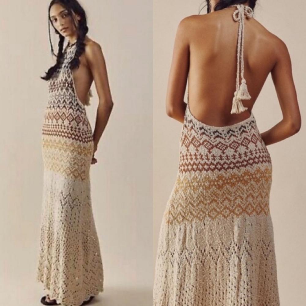 Free People Multicolor Crochet Maxi Dress